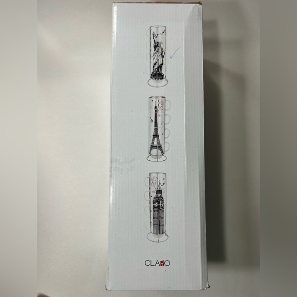 CLARO - Porcelain 12oz Stackable Statue of Liberty Mug Set w/ Chrome Rack - BNIB - Picture 3 of 12